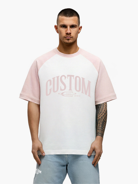 JorCustom JorCustom Raglan T-Shirt - White-AshPink JorCustom Raglan T-Shirt - White-AshPink