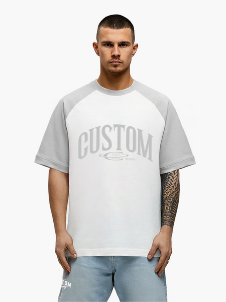 JorCustom JorCustom Raglan T-Shirt - White Grey JorCustom Raglan T-Shirt - White Grey