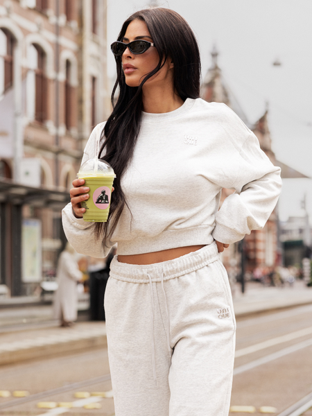 Unique The Label Unique The Label Peggy Cropped Sweater - Light Grey Marl