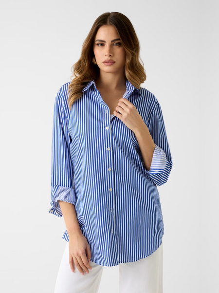 Guess Guess LS Tecla Oversize Oversized  - Vertical Blue And White