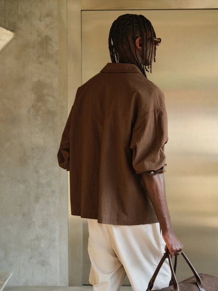 The Couture Club The Couture Club Textured Long Sleeve Shirt - Brown
