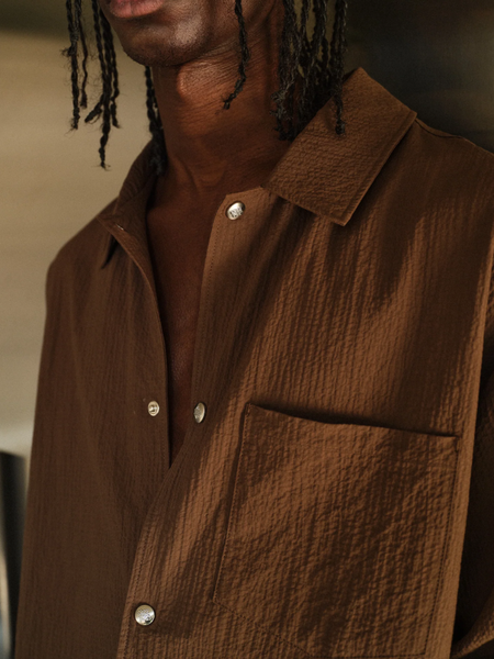 The Couture Club The Couture Club Textured Long Sleeve Shirt - Brown