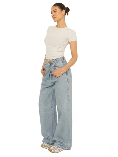 La Sisters La Sisters Fold Over Jeans - denim