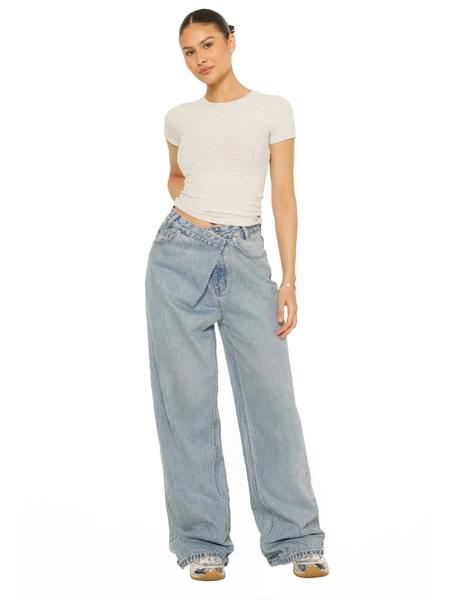 La Sisters La Sisters Fold Over Jeans - denim