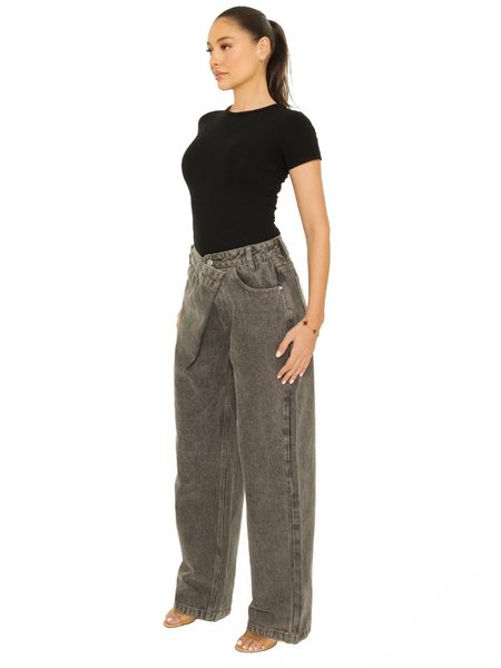 La Sisters Fold Over Jeans - grijs La Sisters La Sisters Fold Over Jeans - grijs