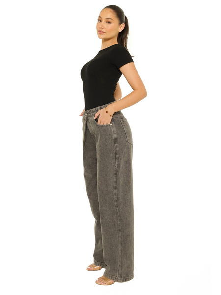 La Sisters Fold Over Jeans - grijs La Sisters La Sisters Fold Over Jeans - grijs