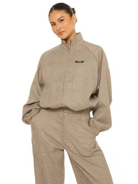 La Sisters Prince De Galles Bomberjacket - Beige La Sisters La Sisters Prince De Galles Bomberjacket - Beige