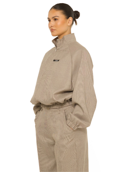 La Sisters Prince De Galles Bomberjacket - Beige La Sisters La Sisters Prince De Galles Bomberjacket - Beige