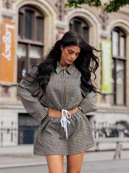 Unique The Label Leyla Jacket - Brown Check Unique The Label Unique The Label Leyla Jacket - Brown Check