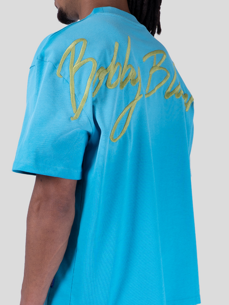 Bobby Blanks Brixton Tee - Aqua/Chartreuse Bobby Blanks Bobby Blanks Brixton Tee - Aqua/Chartreuse