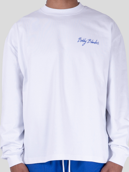 Bobby Blanks Bookmark Longsleeve - White/Cobalt Blue Bobby Blanks Bobby Blanks Bookmark Longsleeve - White/Cobalt Blue