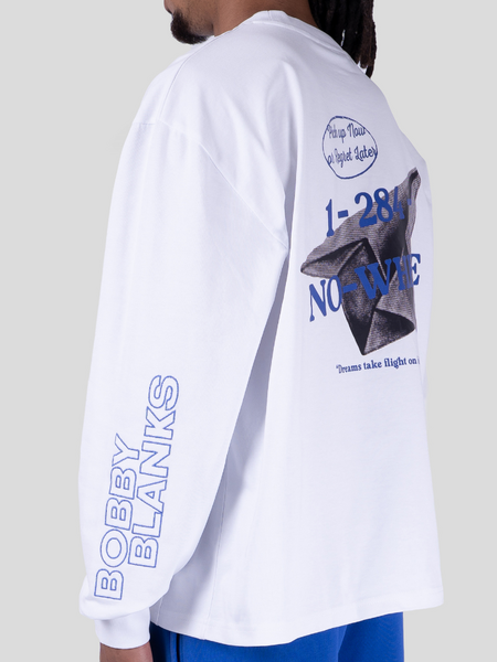 Bobby Blanks Bookmark Longsleeve - White/Cobalt Blue Bobby Blanks Bobby Blanks Bookmark Longsleeve - White/Cobalt Blue