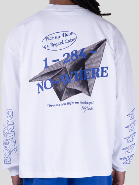 Bobby Blanks Bookmark Longsleeve - White/Cobalt Blue Bobby Blanks Bobby Blanks Bookmark Longsleeve - White/Cobalt Blue