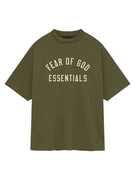 Fear of God Fear of God Essentials Jersey Crewneck Tee - Olive Fear of God Essentials Jersey Crewneck Tee - Olive