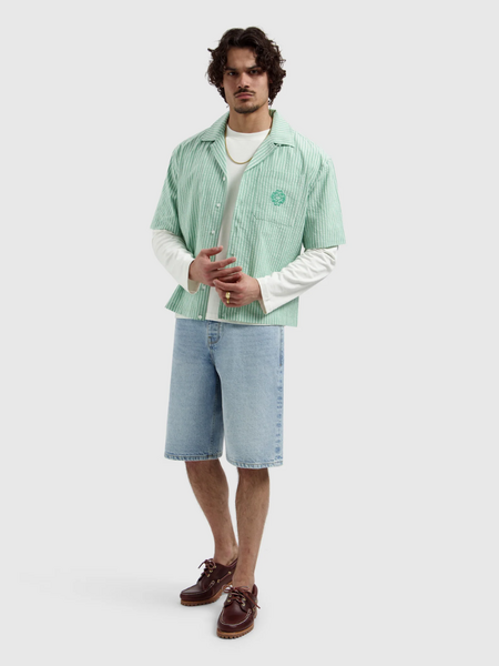 Pure Path Striped Cotten Shortsleeved Shirt - Emerald Pure Path Pure Path Striped Cotten Shortsleeved Shirt - Emerald