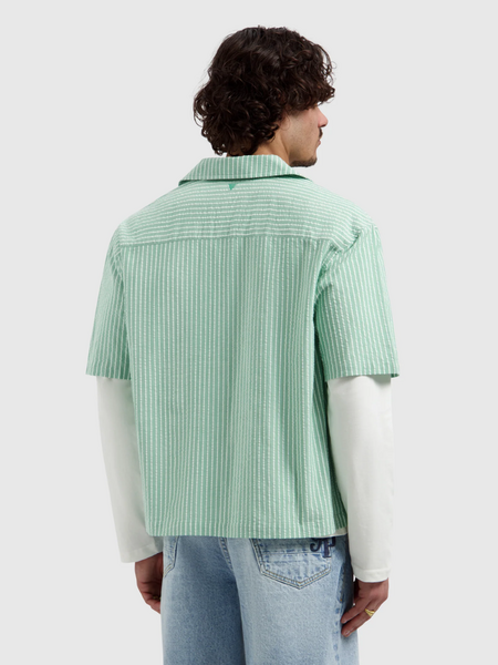 Pure Path Striped Cotten Shortsleeved Shirt - Emerald Pure Path Pure Path Striped Cotten Shortsleeved Shirt - Emerald