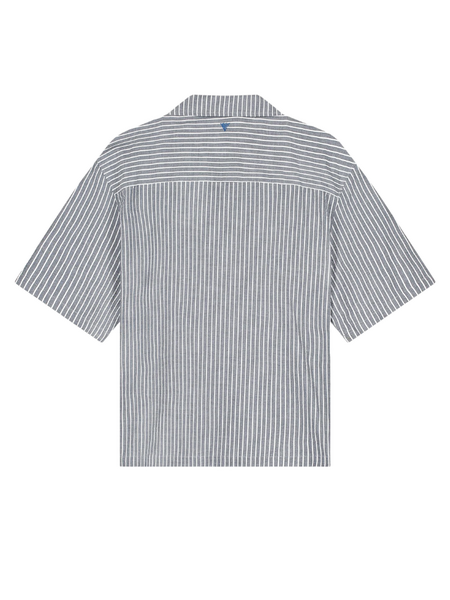 Pure Path Striped Cotten Shortsleeved Shirt - Dark Navy Pure Path Pure Path Striped Cotten Shortsleeved Shirt - Dark Navy