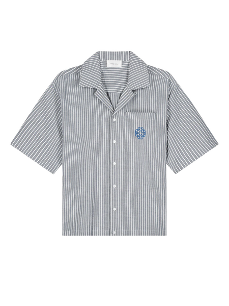 Pure Path Striped Cotten Shortsleeved Shirt - Dark Navy Pure Path Pure Path Striped Cotten Shortsleeved Shirt - Dark Navy