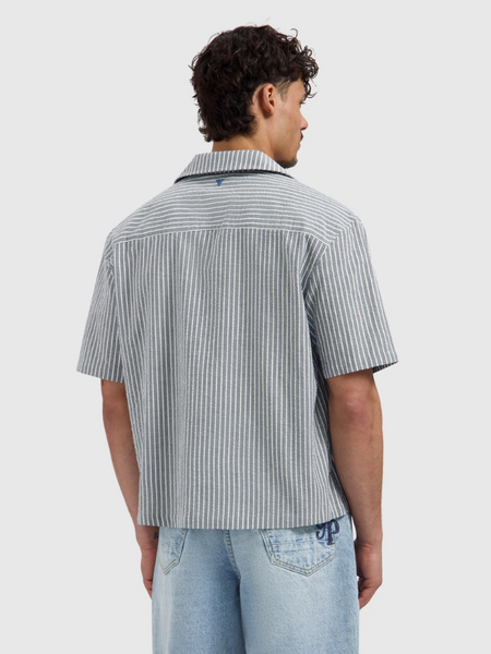 Pure Path Striped Cotten Shortsleeved Shirt - Dark Navy Pure Path Pure Path Striped Cotten Shortsleeved Shirt - Dark Navy