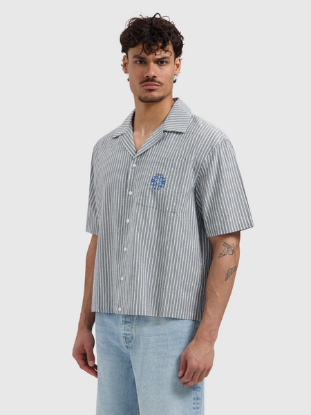 Pure Path Pure Path Striped Cotten Shortsleeved Shirt - Dark Navy Pure Path Striped Cotten Shortsleeved Shirt - Dark Navy