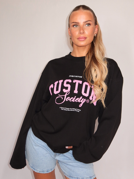 JorCustom Women CustomSociety Longsleeve T-Shirt - Black