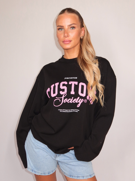JorCustom Women CustomSociety Longsleeve T-Shirt - Black JorCustom JorCustom Women CustomSociety Longsleeve T-Shirt - Black
