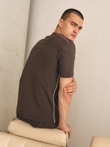 TriaD'oro Travel T-Shirt Piped - Brown TriaD'oro TriaD'oro Travel T-Shirt Piped - Brown