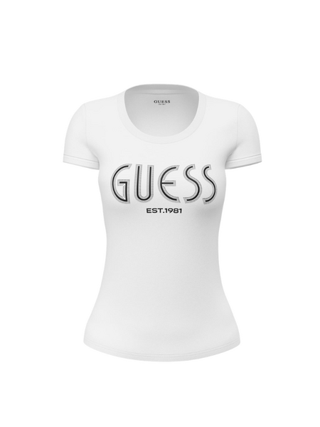 Guess Guess CN SS Guess Logo Tee - Pure White Guess CN SS Guess Logo Tee - Pure White