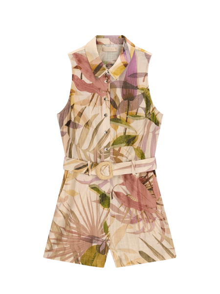 Guess Guess Jamie Linen Playsuit - Sarika Palm Print Guess Jamie Linen Playsuit - Sarika Palm Print