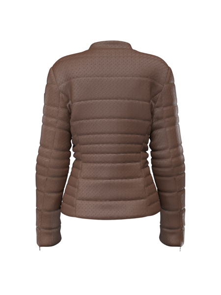 Guess New Vona Block Embos Jacket - Brown Sand Guess Guess New Vona Block Embos Jacket - Brown Sand