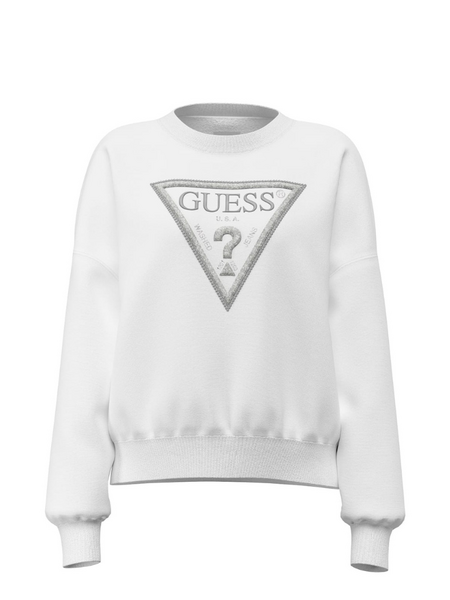 Guess Guess CN Triangle Glitter Sweater - Pure White Guess CN Triangle Glitter Sweater - Pure White