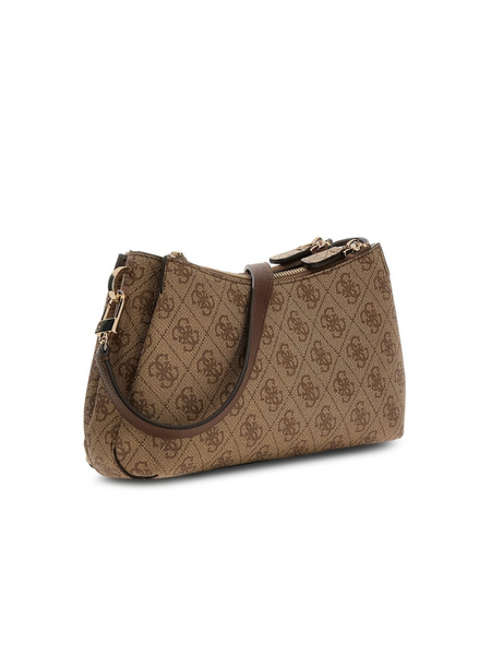 Guess Anadela 3 Comp Satch Bag - Latte Logo/Brown Guess Guess Anadela 3 Comp Satch Bag - Latte Logo/Brown