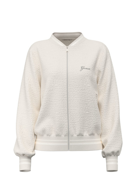 Guess Guess Jole Bomber Sweatshirt - White Tweed Guess Jole Bomber Sweatshirt - White Tweed