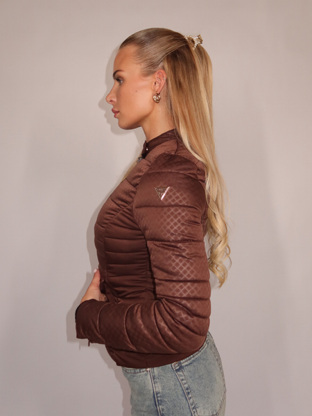Guess New Vona Block Embos Jacket - Brown Sand Guess Guess New Vona Block Embos Jacket - Brown Sand