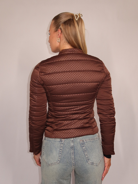 Guess New Vona Block Embos Jacket - Brown Sand Guess Guess New Vona Block Embos Jacket - Brown Sand