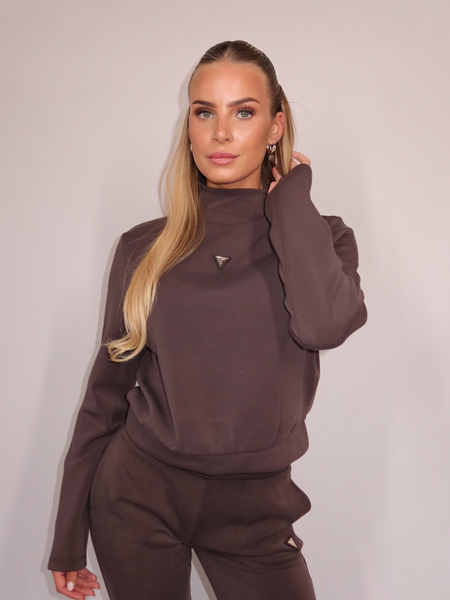 Guess Guess Olympe High Neck Sweater - Coffee Roast