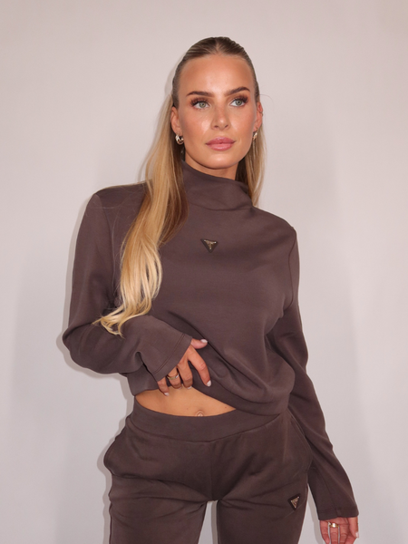 Guess Guess Olympe High Neck Sweater - Coffee Roast Guess Olympe High Neck Sweater - Coffee Roast
