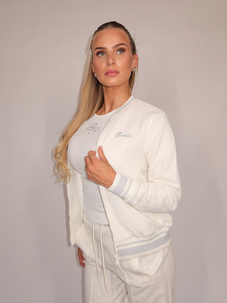 Guess Guess Jole Bomber Sweatshirt - White Tweed