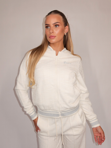 Guess Guess Jole Bomber Sweatshirt - White Tweed Guess Jole Bomber Sweatshirt - White Tweed