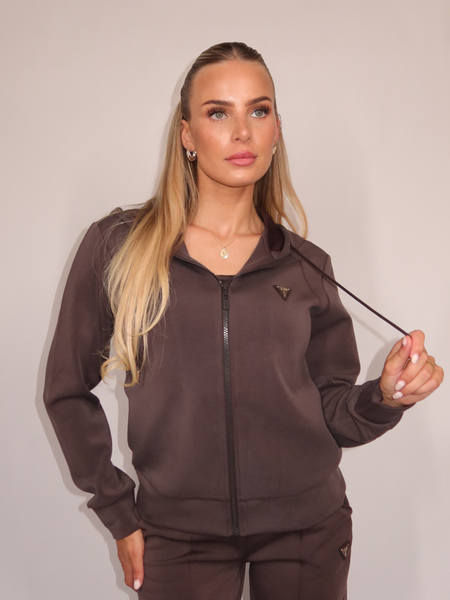 Guess Olympe Full Zip Hoodie - Coffee Roast