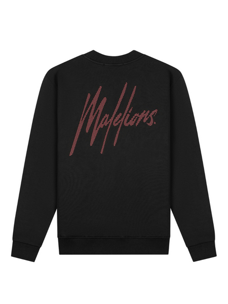 Malelions Striped Signature Sweater - Black Malelions Malelions Striped Signature Sweater - Black