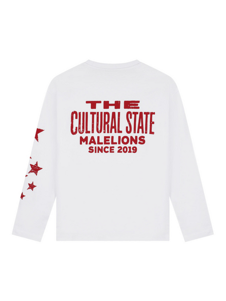 Malelions Kids Relaxed Star Longsleeve T-Shirt - White/Red Malelions Malelions Kids Relaxed Star Longsleeve T-Shirt - White/Red