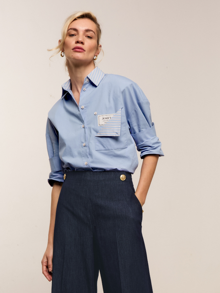 Josh V Romulo Blouse - Mid Blue Josh V Josh V Romulo Blouse - Mid Blue