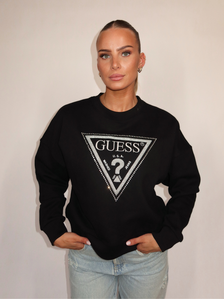 Guess CN Triangle Glitter Sweater - Jet Black
