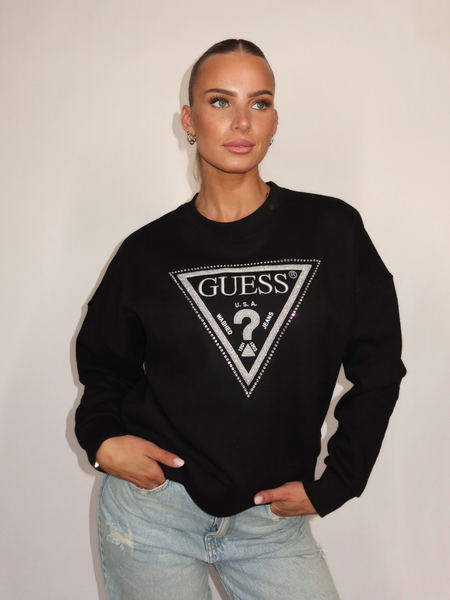 Guess Guess CN Triangle Glitter Sweater - Jet Black