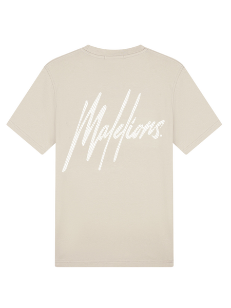 Malelions Striped Signature T-Shirt - Almond Malelions Malelions Striped Signature T-Shirt - Almond
