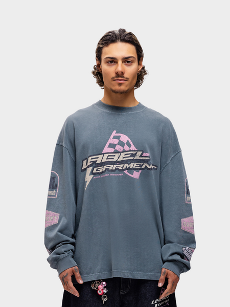 Label Garment Pitlane Longsleeve Tee - Washed Grey