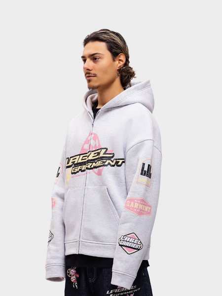 Label Garment Pitlane Heavyweight Zip Hoody - Heather Grey Label Garment Label Garment Pitlane Heavyweight Zip Hoody - Heather Grey