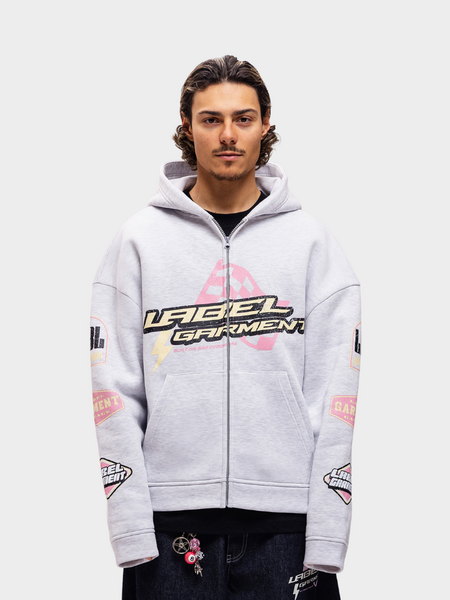 Label Garment Pitlane Heavyweight Zip Hoody - Heather Grey