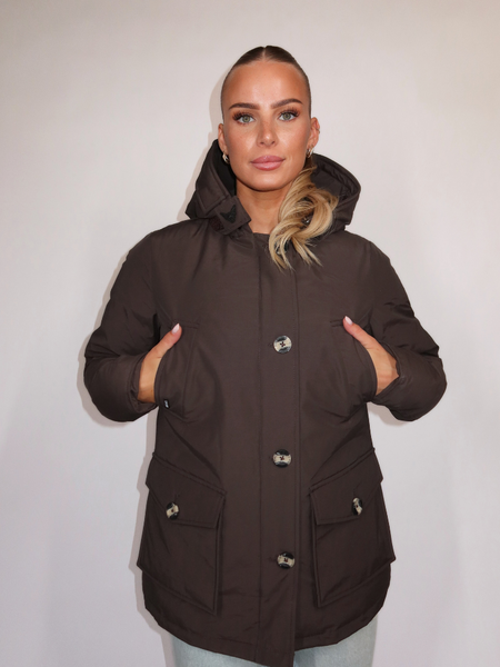 Airforce Women 4 Pocket Parka - Dark Coffee